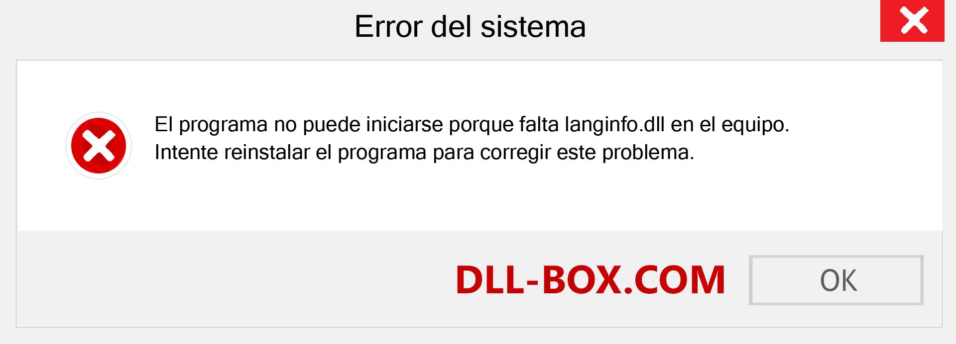 ¿Falta el archivo langinfo.dll ?. Descargar para Windows 7, 8, 10 - Corregir langinfo dll Missing Error en Windows, fotos, imágenes